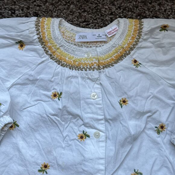 Toddler ZARA 2 Years Sunflower Long Sleeve Button Up Shirt - Picture 3 of 5